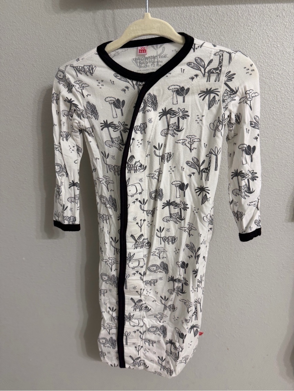Magnetic Me Black & White Safari Jungle Gown sleep sack